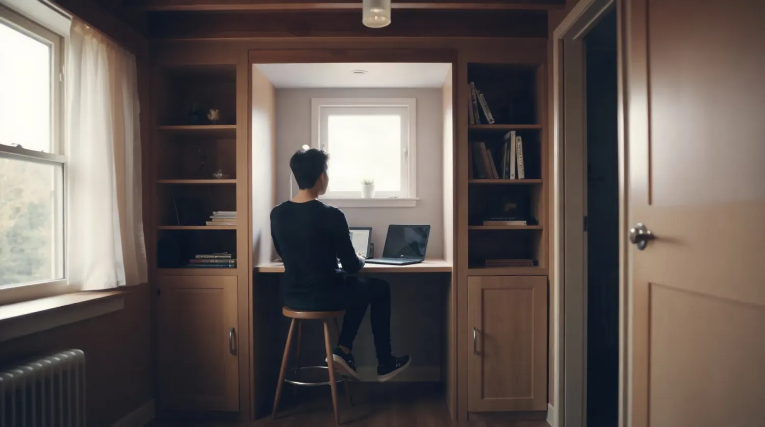 Coin bureau installé sous les marches d'un escalier