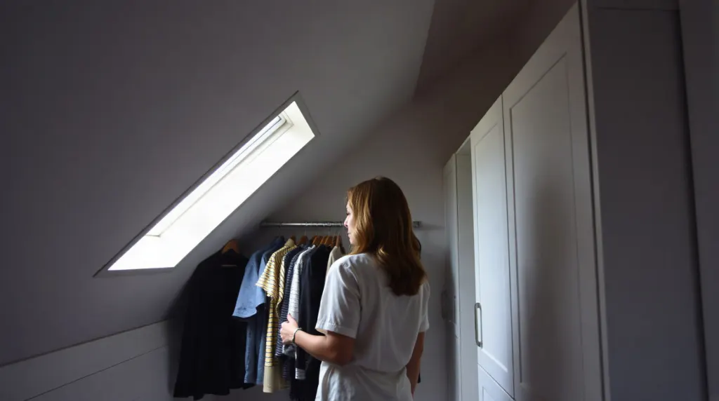 Dressing sous pente installé dans des combles