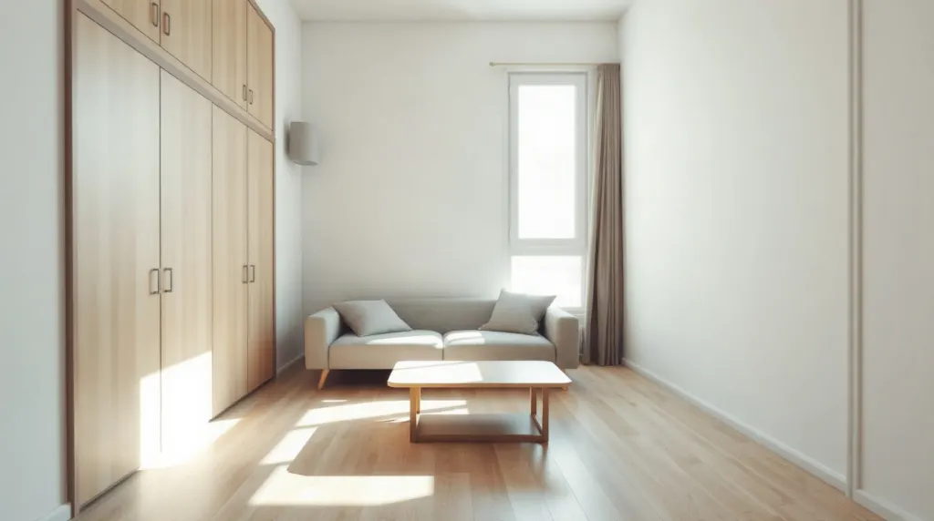 Studio de 20 m2 avec lit escamotable fermé et coin salon lumineux