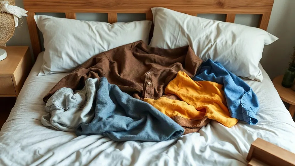 Tri de vêtements sur un lit